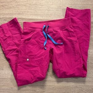 Figs Women's Pink Pants with Blue Drawstring